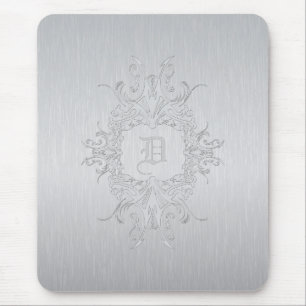 Grey Frame and Brushed Aluminium-Custom Initial Mouse Pad