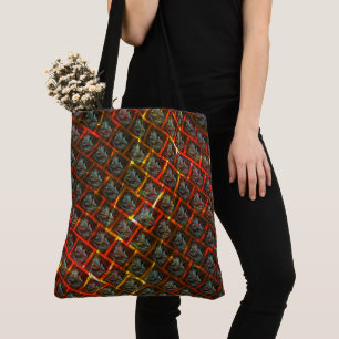 Grey 'framed eyes', grazes, squares or red grating tote bag