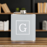 Grey Framed Monogram Hip Flask<br><div class="desc">Modern and trendy monogram initial.</div>