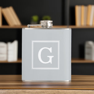 Grey Framed Monogram Hip Flask