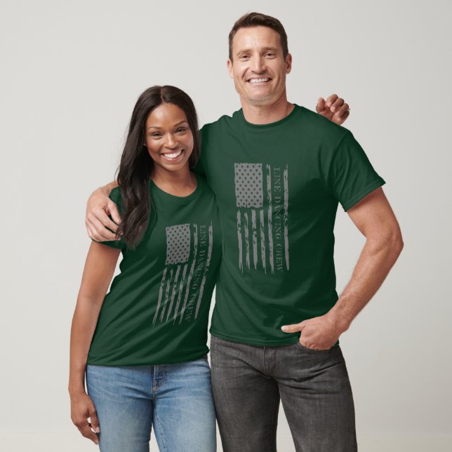 Grey Freedom Flag Green Line Dancing Crew T-Shirt (Unisex)