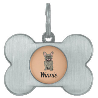 Grey French Bulldog Pet ID Tag