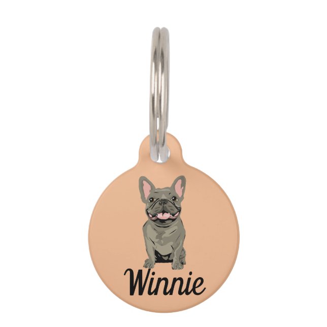 Grey French Bulldog Pet Tag (Front)