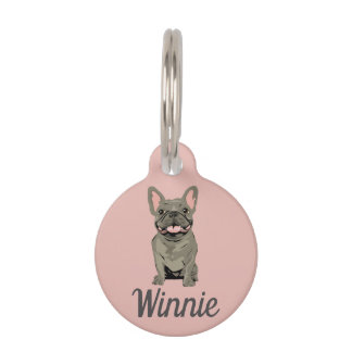 Grey French Bulldog Pet Tag