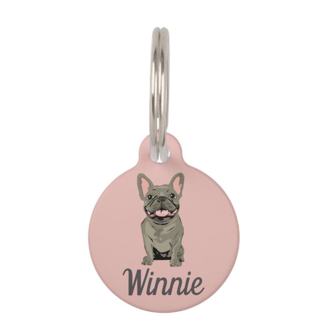 Grey French Bulldog Pet Tag (Front)