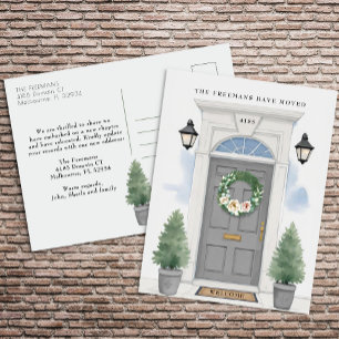 Grey Front Door Moving Announcement  Postcard