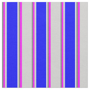 Grey, Fuchsia, Light Grey, Blue & Mint Cream Fabric