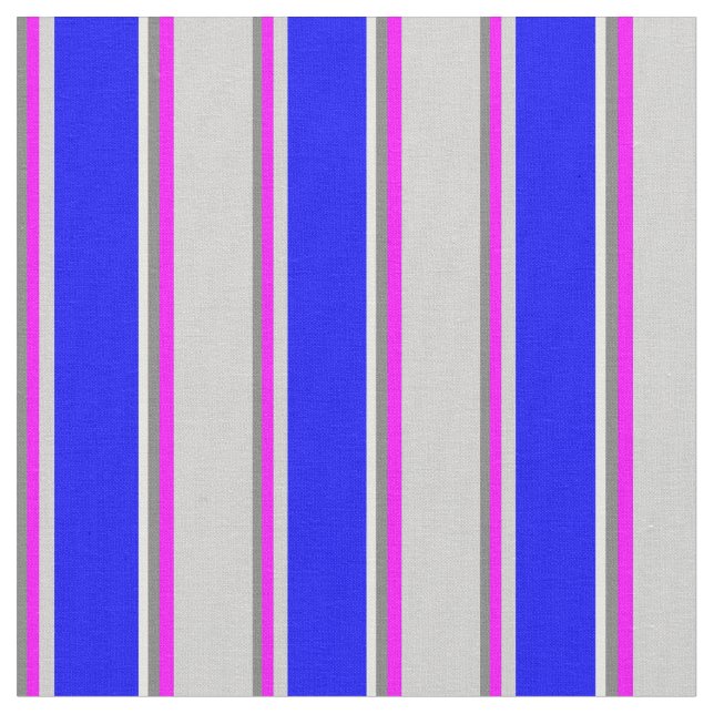 Grey, Fuchsia, Light Grey, Blue & Mint Cream Fabric (Close Up)