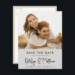 Grey Fun Script Modern Photo Minimalist Wedding Sa Announcement Postcard<br><div class="desc">Grey Fun Script Modern Photo Minimalist Wedding Save The Date Announcement Postcard. Let your family, friends and colleagues know that you have set a date for your wedding celebration with this elegant, stylish and modern wedding save the date invitation card. All the texts are pre-arranged for you to personalise easily...</div>