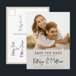 Grey Fun Script Modern Photo Minimalist Wedding Sa Announcement Postcard<br><div class="desc">Grey Fun Script Modern Photo Minimalist Wedding Save The Date Announcement Postcard. Let your family, friends and colleagues know that you have set a date for your wedding celebration with this elegant, stylish and modern wedding save the date invitation card. All the texts are pre-arranged for you to personalise easily...</div>