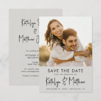 Grey Fun Script Modern Photo Minimalist Wedding