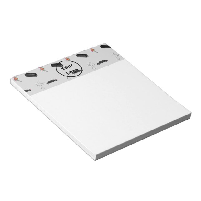 Grey funeral business pattern notepad (Angled)