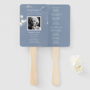 Grey Funeral Memorial Program Hand Fan