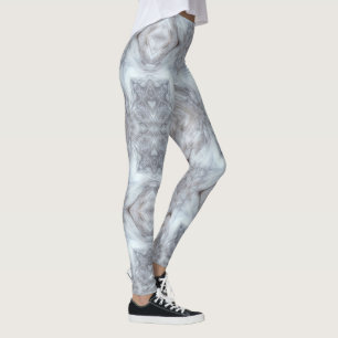 Grey furry wolf geometric design leggings