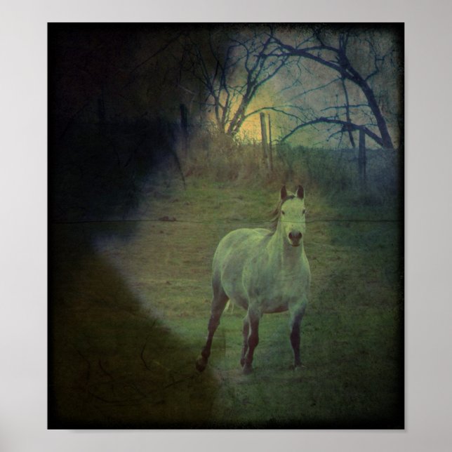 Grey Gallop Grunge Poster (Front)