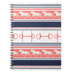 Grey Galloping Horses Pattern Spiral Notebook