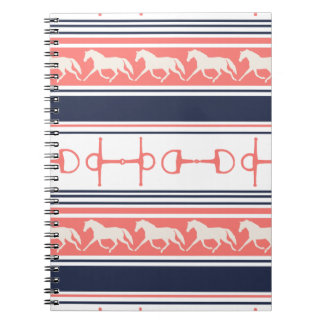 Grey Galloping Horses Pattern Spiral Notebook