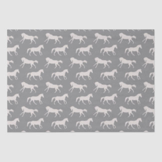 Grey Galloping Horses Pattern Tissue Paper