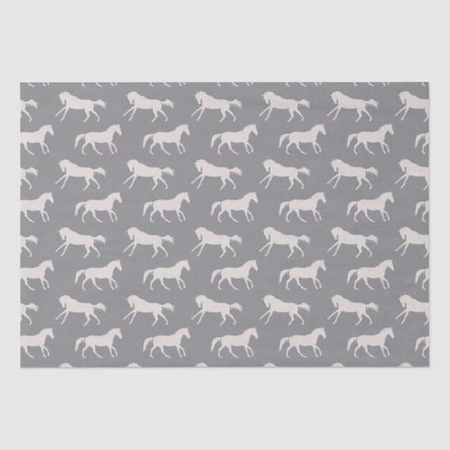 Grey Galloping Horses Pattern Tissue Paper (Front)