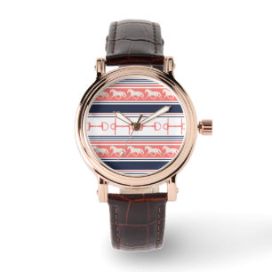 Grey Galloping Horses Pattern Watch