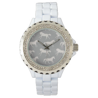 Grey Galloping Horses Pattern Watch