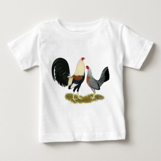 Grey Game Fowl Pair Baby T-Shirt (Front)