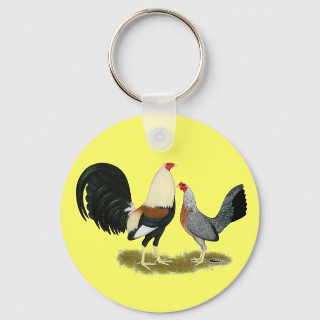 Grey Game Fowl Pair Key Ring (Front)
