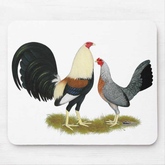 Grey Game Fowl Pair Mouse Pad (Front)