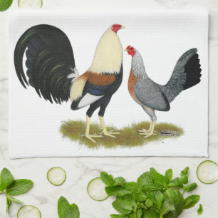 Grey Game Fowl Pair Tea Towel