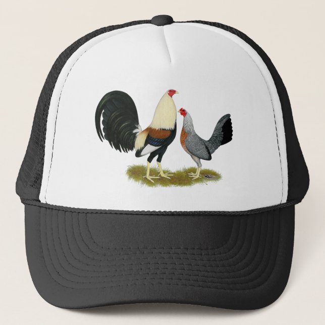 Grey Game Fowl Pair Trucker Hat (Front)