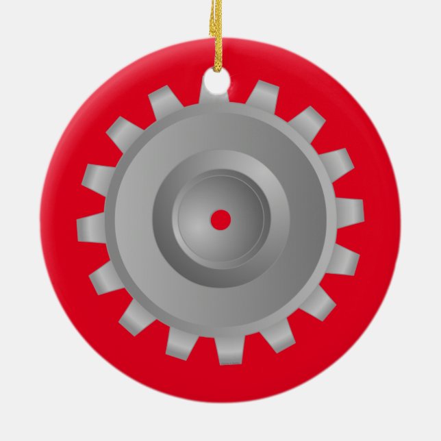 Grey Gear Ceramic Tree Decoration (Back)