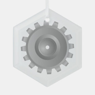 Grey Gear Glass Tree Decoration