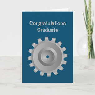 Grey Gear Graduation Card