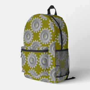 Grey Gears Printed Backpack