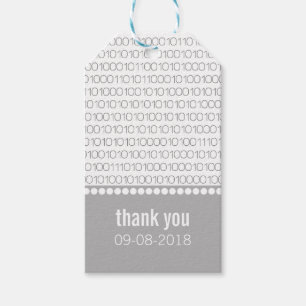 Grey Geek Chic Binary Code Gift Tags