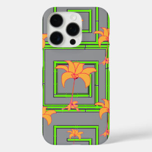 Grey Geo Floral iPhone 16 Pro Case