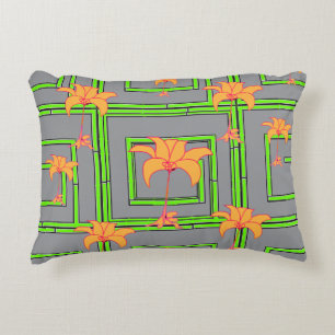 Grey Geo Floral Decorative Cushion