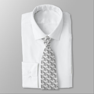 Grey Geometric 3-D Look Pattern Modern Neck Tie
