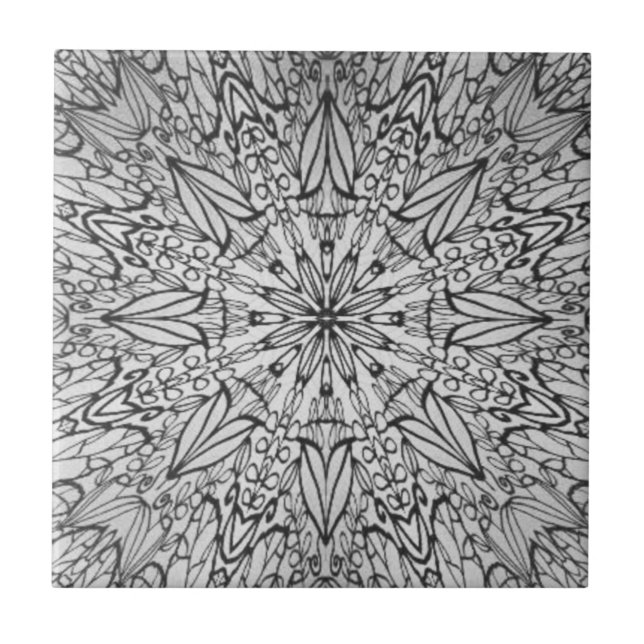 Grey geometric art pattern tile (Front)