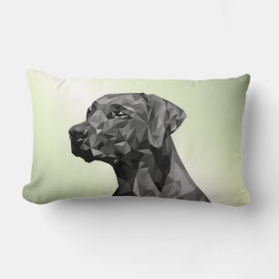 Grey Geometric Dog Green Lumbar Cushion