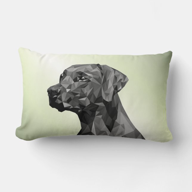 Grey Geometric Dog Green Lumbar Cushion (Front)