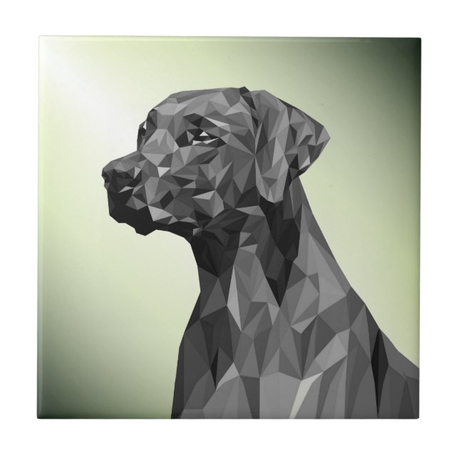 Grey Geometric Dog Green Tile (Front)