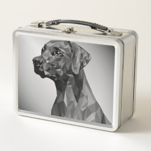 Grey Geometric Dog  Metal Lunch Box