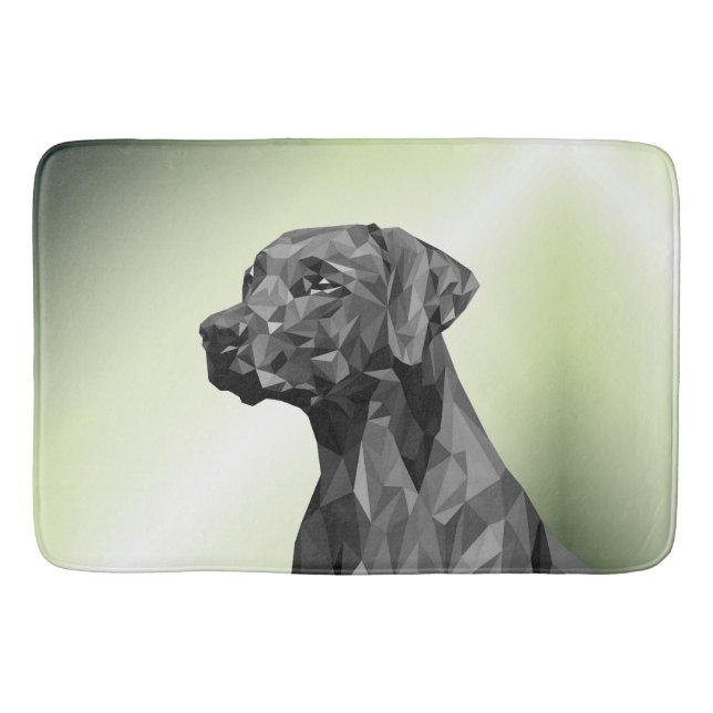 Grey Geometric Dog on Green Bath Mat (Front)
