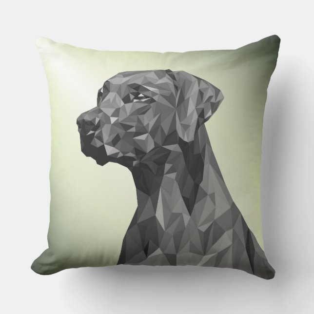 Grey Geometric Dog on Green Cushion (Front)