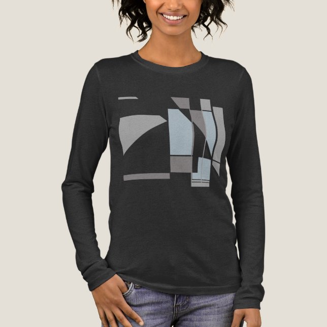 Grey Geometric MCM-inspired Abstract Art Design Tri-Blend Shirt (Front)