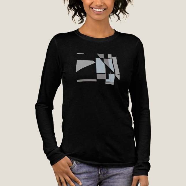 Grey Geometric MCM-inspired Abstract Art Small Tri-Blend Shirt (Front)