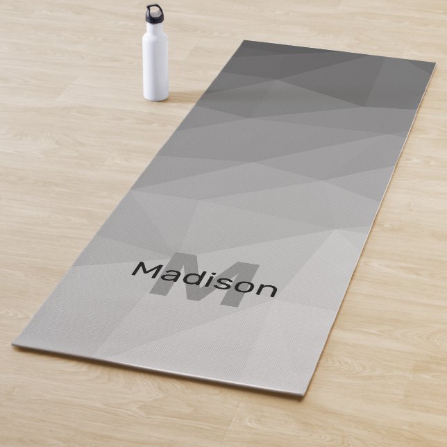 Grey geometric mesh ombre pattern Monogram Yoga Mat (In Situ)