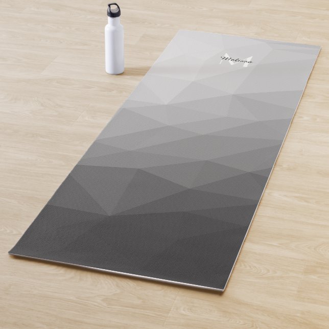 Grey geometric mesh ombre pattern Monogram Yoga Mat (In Situ)