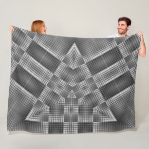 Grey Geometric Pattern Fleece Blanket